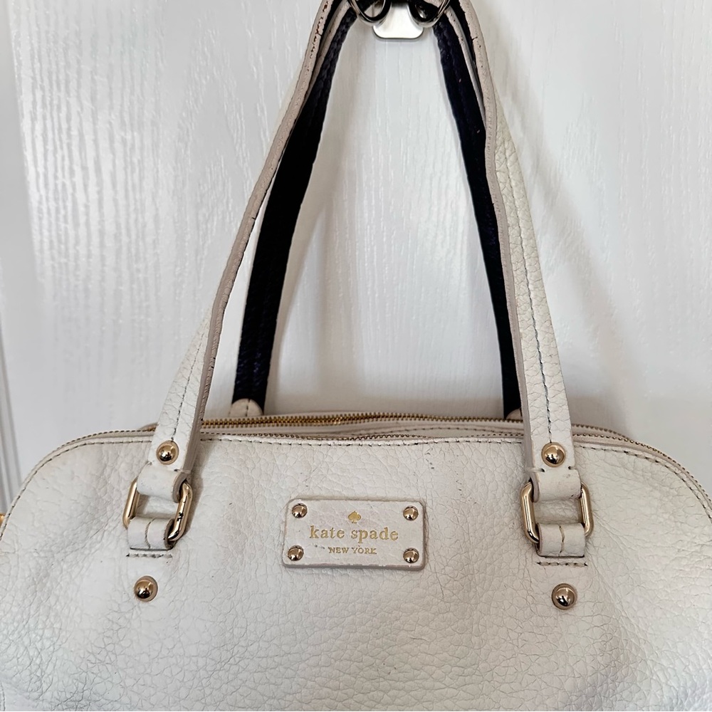 Kate Spade New York Wellesley Camryn real Leather Tote Shoulder Bag Blue & White - Picture 5 of 12